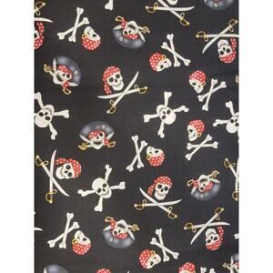 Pirates Skulls Crossbones Black Cotton Halloween Quilt Fabric 1 Yards 32 Inches